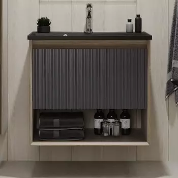 Тумба с раковиной Jorno Tossony 70 дуб самдал, антрацит