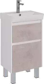 Тумба с раковиной Lemark Combi 50 серый, бетон, белый глянцевый