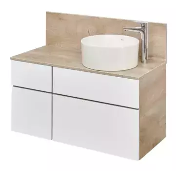 Тумба с раковиной Mila 35 и столешницей Aquaton Мишель 100 белый-светлое дерево
