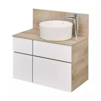 Тумба с раковиной Mila 35 и столешницей Aquaton Мишель 80 белый-светлое дерево
