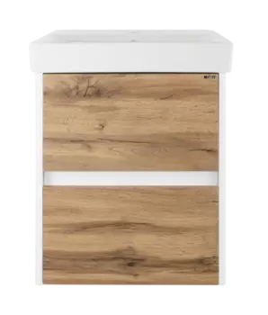 Тумба с раковиной Misty Адриана 45 белая - светлое дерево