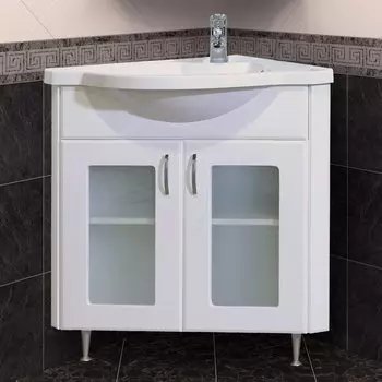 Тумба с раковиной Misty Аквалина 60 угловая, со стеклом