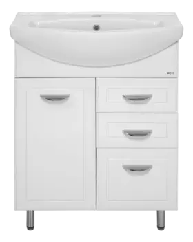 Тумба с раковиной Misty Дрея 65 белая глянцевая