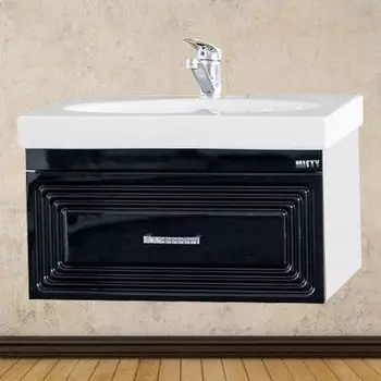 Тумба с раковиной Misty Европа 50 черная эмаль