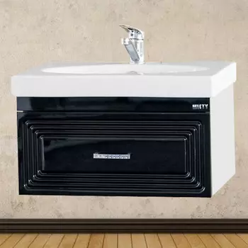 Тумба с раковиной Misty Европа 60 черная эмаль