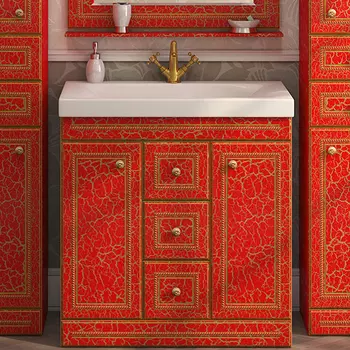 Тумба с раковиной Misty Fresko 90 красная краколет