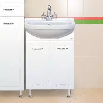 Тумба с раковиной Misty Классик 55 с бельевой корзиной