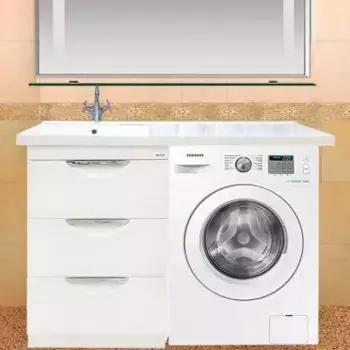 Тумба с раковиной Misty Куба 105 белая, под стиральную машину