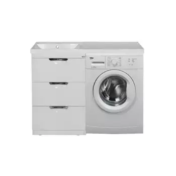 Тумба с раковиной Misty Куба 50 левая белая глянцевая