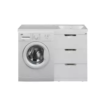 Тумба с раковиной Misty Куба 50 правая белая глянцевая