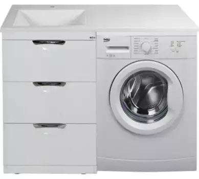 Тумба с раковиной Misty Куба 60 левая белая глянцевая