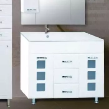 Тумба с раковиной Misty Квадро 90 белая эмаль