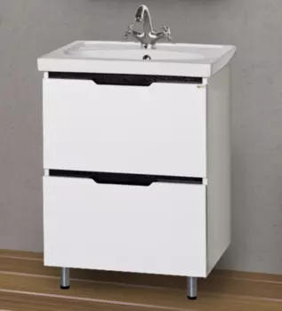 Тумба с раковиной Misty Лайм 60 белая с черным