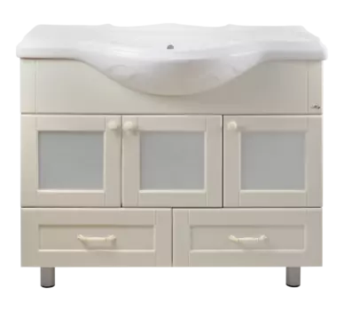 Тумба с раковиной Misty Латте 105 бежевая глянцевая