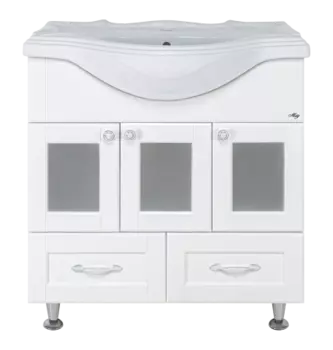 Тумба с раковиной Misty Латте 85 белая глянцевая