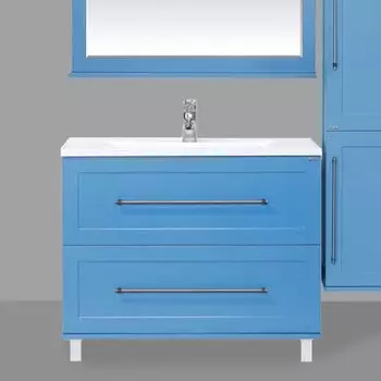 Тумба с раковиной Misty Марта 100 напольная голубая матовая