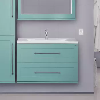 Тумба с раковиной Misty Марта 70 подвесная бирюзовая