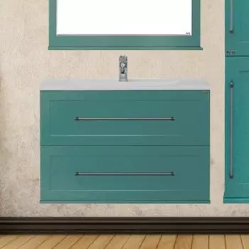 Тумба с раковиной Misty Марта 80 подвесная, бирюзовая