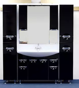 Тумба с раковиной Misty Орхидея 105 черная эмаль