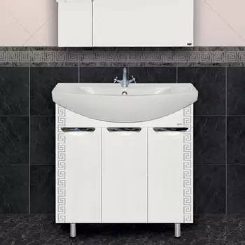 Тумба с раковиной Misty Престиж 80 серебряная патина