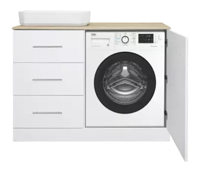 Тумба с раковиной Misty Респект 110 левая белая матовая