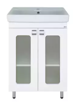 Тумба с раковиной Misty Урал 60 белая глянцевая