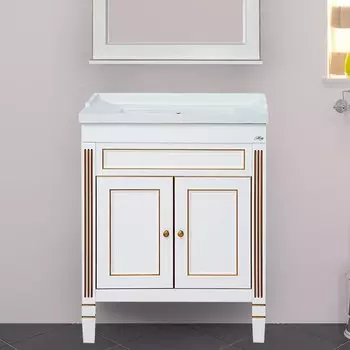 Тумба с раковиной Misty Женева 60 белая патина