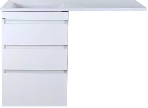 Тумба с раковиной напольная Misty Фостер 55 L под стиральную машину, с ящиками белый