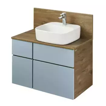 Тумба с раковиной Одри 42 и столешницей Aquaton Мишель 80 светлое дерево-голубой