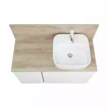 Тумба с раковиной Одри 42 и столешницей Aquaton Мишель 100 белый-светлое дерево