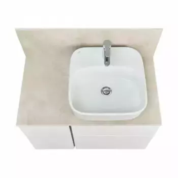 Тумба с раковиной Одри 42 и столешницей Aquaton Мишель 80 белый-светлое дерево