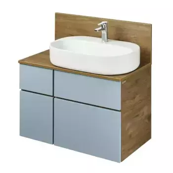 Тумба с раковиной Одри 62 и столешницей Aquaton Мишель 80 светлое дерево-голубой