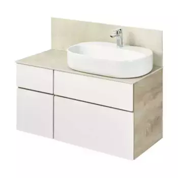 Тумба с раковиной Одри 62 и столешницей Aquaton Мишель 100 белый-светлое дерево