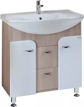 Тумба с раковиной Onika Стиль 75 белый - светлое дерево