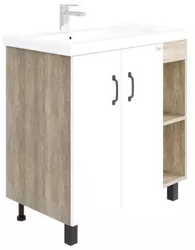 Тумба с раковиной Onika Тимбер 80 белый - светлое дерево