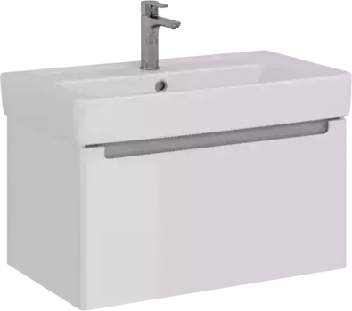 Тумба с раковиной подвесная Lemark Buno Mini 80 белый глянцевый