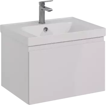 Тумба с раковиной подвесная Lemark Veon Mini 60 белый глянцевый