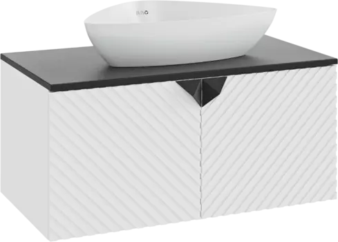 Тумба с раковиной Runo Андорра 85 белая матовая, черная, раковина Terzo 60