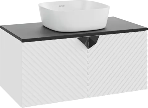 Тумба с раковиной Runo Андорра 85 белая матовая, черная, раковина Bella 40