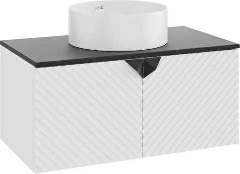 Тумба с раковиной Runo Андорра 85 белая матовая, черная, раковина Palla 40