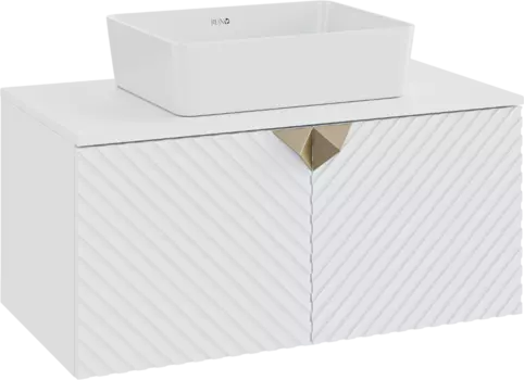Тумба с раковиной Runo Андорра 85 белая матовая, белый глянец, раковина Tre 50