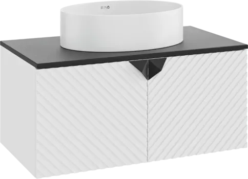 Тумба с раковиной Runo Андорра 85 белая матовая, черная, раковина Ovale 50