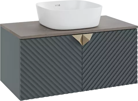 Тумба с раковиной Runo Андорра 85 графит, дуб коньячный, раковина Bella 40