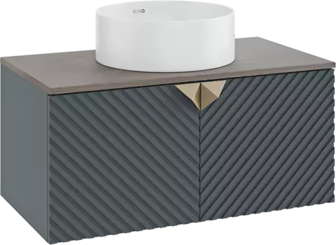 Тумба с раковиной Runo Андорра 85 графит, дуб коньячный, раковина Palla 40