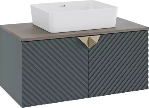 Тумба с раковиной Runo Андорра 85 графит, дуб коньячный, раковина Tre 50