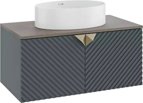 Тумба с раковиной Runo Андорра 85 графит, дуб коньячный, раковина Ovale 50