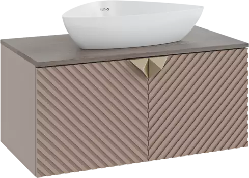 Тумба с раковиной Runo Андорра 85 кашемир серый, дуб какао, раковина Terzo 60