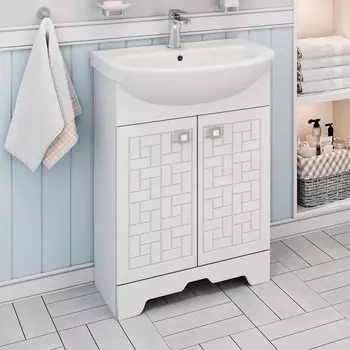 Тумба с раковиной Runo Авила 60, напольная, раковина Уют 60