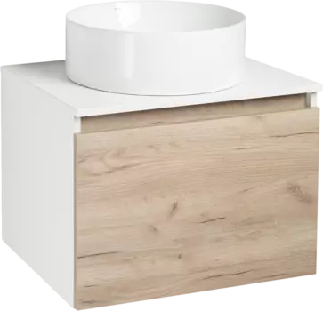Тумба с раковиной Runo Бари 60 крафтовый дуб, раковина Palla 40