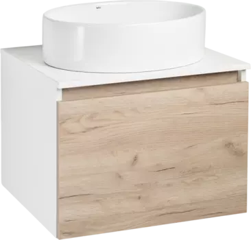 Тумба с раковиной Runo Бари 60 крафтовый дуб, раковина Ovale 50